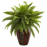 Boston Fern Artificial Plant in Decorative Planter-Parc Decor