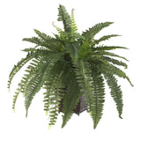 Boston Fern w/Wood Wicker Basket Silk Plant-Parc Decor