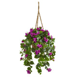Bougainvillea Artificial Plant in Hanging Basket-Parc Decor