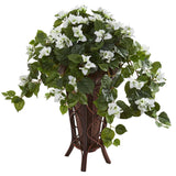 Bougainvillea Artificial Plant in Stand Planter-Parc Decor