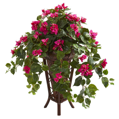 Bougainvillea Artificial Plant in Stand Planter-Parc Decor