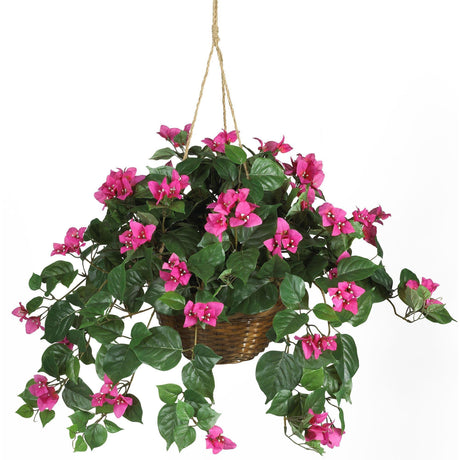 Bougainvillea Hanging Basket Silk Plant-Parc Decor