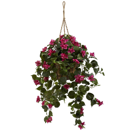 Bougainvillea Silk Hanging Basket-Parc Decor