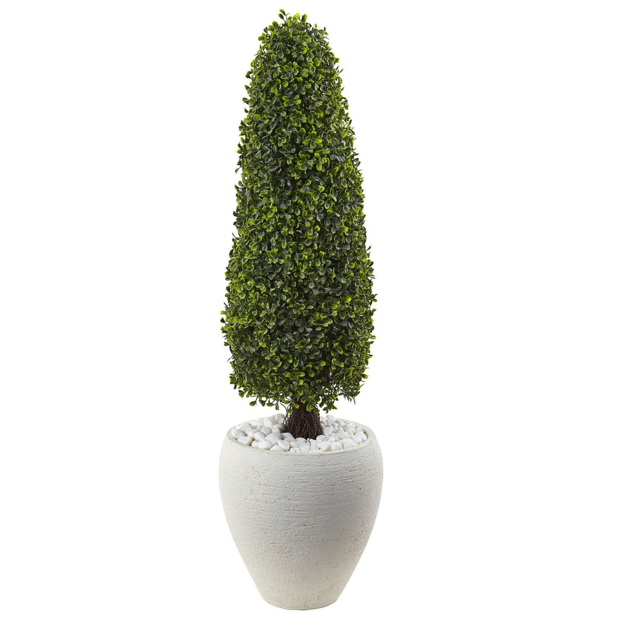 Boxwood Topiary with White Planter UV Resistant (Indoor/Outdoor)-Parc Decor