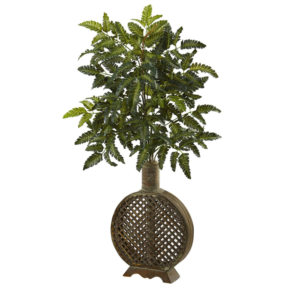 Bracken Fern with Open Weave Planter-Parc Decor
