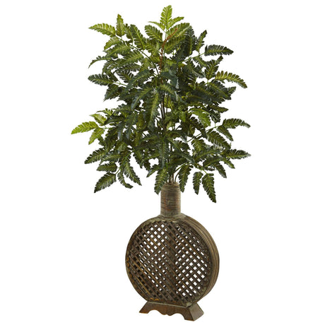 Bracken Fern with Open Weave Planter-Parc Decor