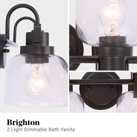 Brighton 2-Light Dark Bronze Dimmable Bathroom Vanity Light-Parc Decor