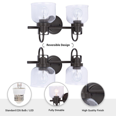 Brighton 2-Light Dark Bronze Dimmable Bathroom Vanity Light-Parc Decor