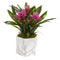 Bromeliad Artificial Plant in Marble Finished Vase-Parc Decor
