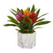 Bromeliad Artificial Plant in Marble Finished Vase-Parc Decor