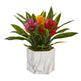 Bromeliad Artificial Plant in Marble Finished Vase-Parc Decor