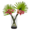 Calla Lily and Fan Palm Artificial Arrangement in Cylinder Glass-Parc Decor