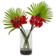 Calla Lily and Fan Palm Artificial Arrangement in Cylinder Glass-Parc Decor