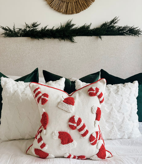 Candy Cane & Santa Hat Pillow Cover-Parc Decor