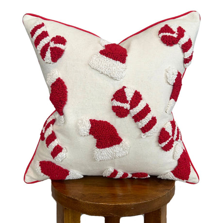 Candy Cane & Santa Hat Pillow Cover-Parc Decor