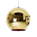 Chroma Gold 15cm spherical pendant light with a reflective metallic finish and red interior.