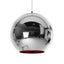 Chroma Pendant Light, 15cm silver mirrored globe with red interior.