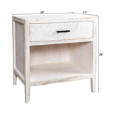 Classic Modern 1-Drawer Solid Wood White Nightstand Side Table-Parc Decor