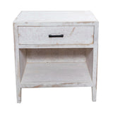 Classic Modern 1-Drawer Solid Wood White Nightstand Side Table-Parc Decor