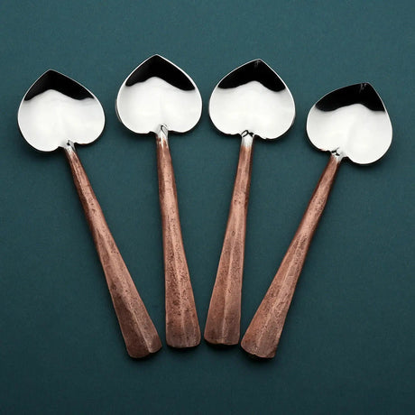 Copper Ridge Heart Coffee/Dessert Table Spoon 4 Pc. Set-Parc Decor