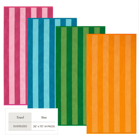 Cotton Velour Cabana Stripe Beach Towel – Novia Collection-Parc Decor