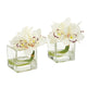 Cymbidium Orchid Artificial Arrangement in Glass Vase (Set of 2)-Parc Decor