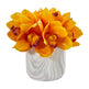 Cymbidium Orchid Artificial Arrangement in Marble Vase-Parc Decor