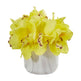 Cymbidium Orchid Artificial Arrangement in Marble Vase-Parc Decor