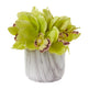 Cymbidium Orchid Artificial Arrangement in Marble Vase-Parc Decor
