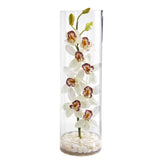 Cymbidium Orchid Artificial Arrangement in Tall Cylinder Vase-Parc Decor