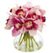 Cymbidium Silk Orchid Artificial Arrangement in Glass Vase-Parc Decor
