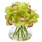 Cymbidium Silk Orchid Artificial Arrangement in Glass Vase-Parc Decor