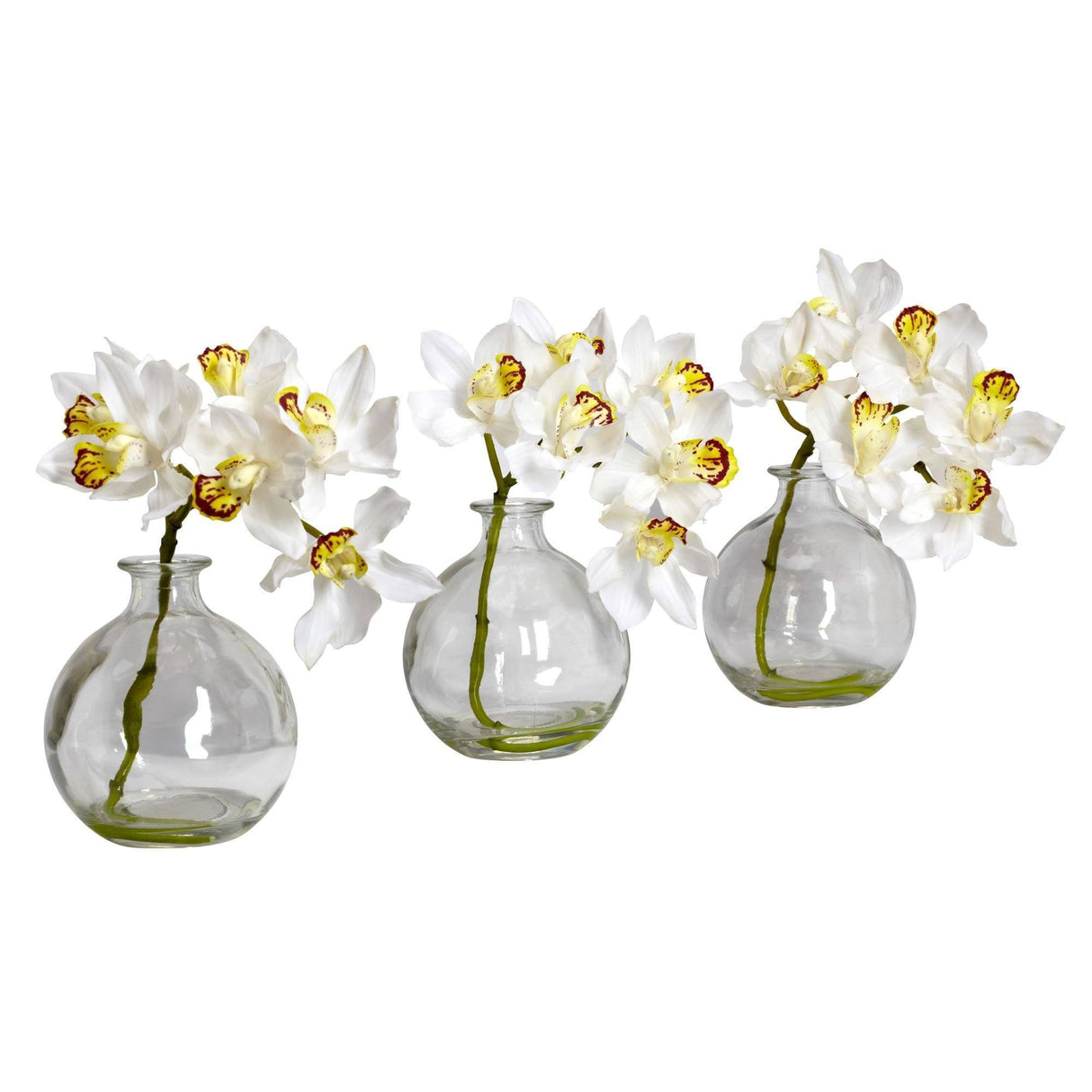 Cymbidium w/Vase Silk Flower Arrangement (Set of 3)-Parc Decor