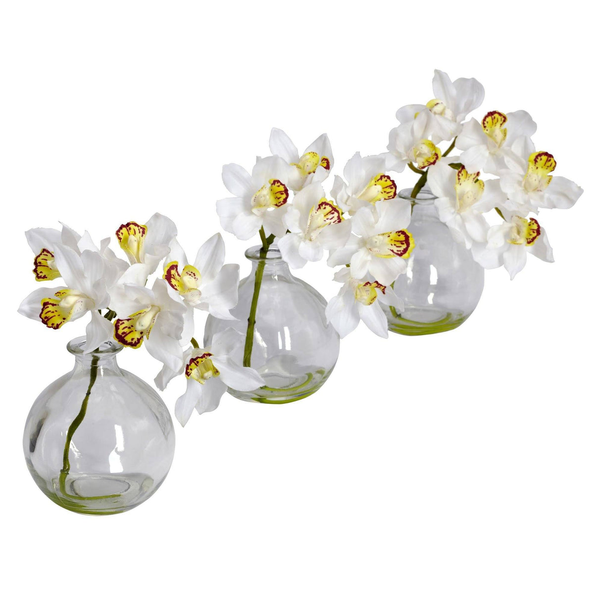 Cymbidium w/Vase Silk Flower Arrangement (Set of 3)-Parc Decor