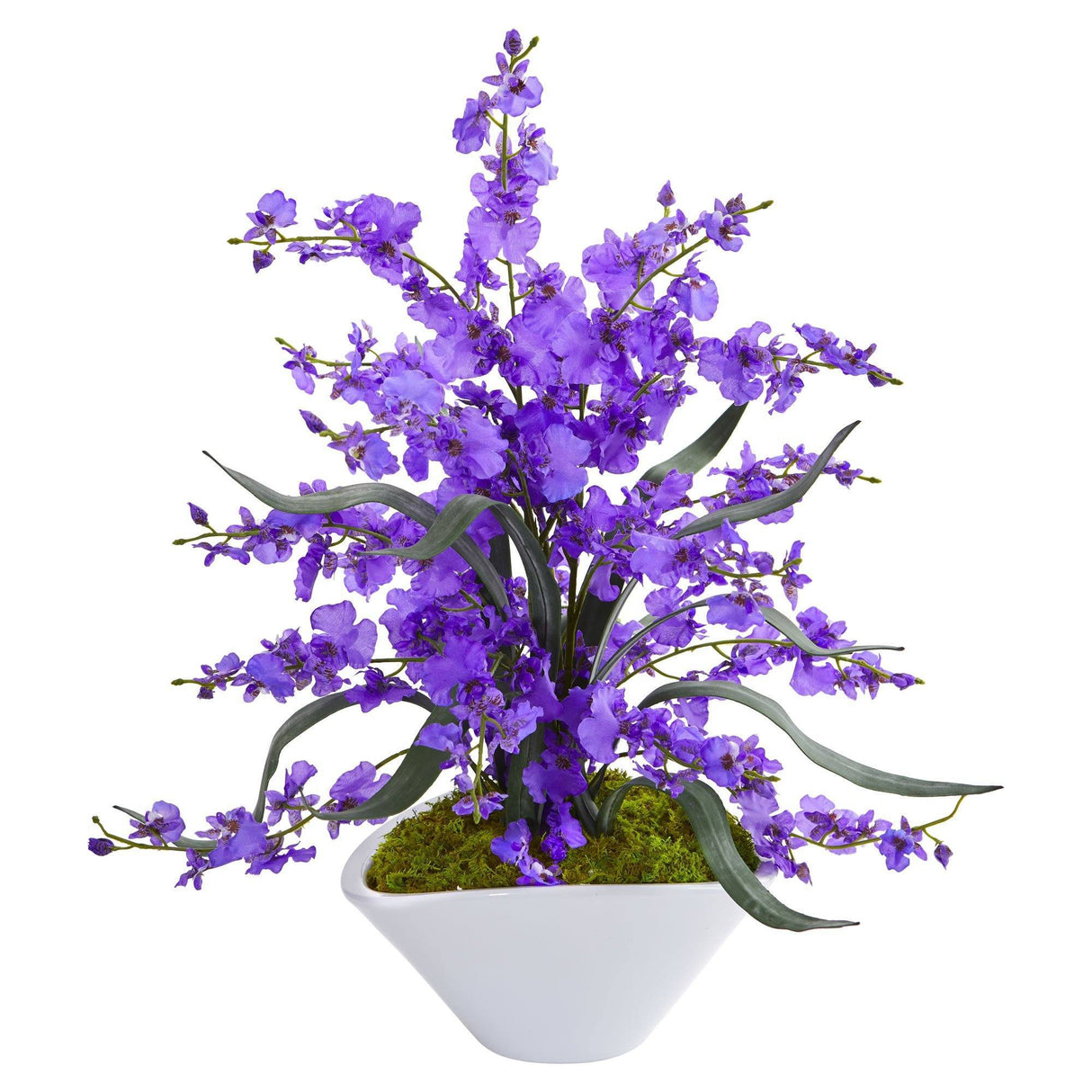 Dancing Lady Orchid Artificial Arrangement in White Vase-Parc Decor