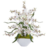 Dancing Lady Orchid Artificial Arrangement in White Vase-Parc Decor