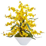 Dancing Lady Orchid Artificial Arrangement in White Vase-Parc Decor