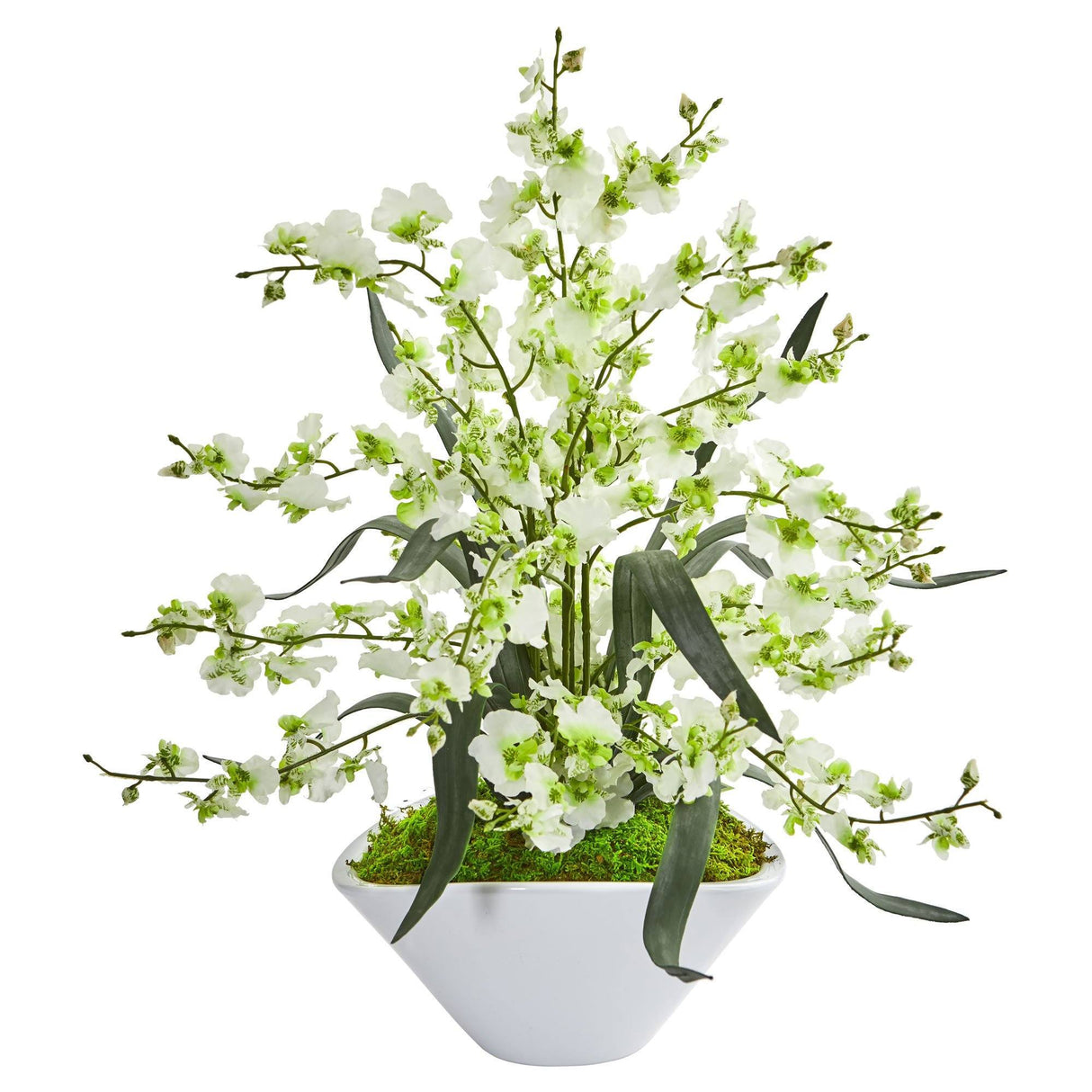 Dancing Lady Orchid Artificial Arrangement in White Vase-Parc Decor