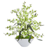 Dancing Lady Orchid Artificial Arrangement in White Vase-Parc Decor