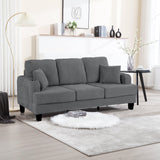 Dark Gray 3 Piece Set Comfy Sofa Couch 3-Seater & Loveseat Sofa with Storage Ottoman for Living Room with USB, Side Pockets, Pillows included-Parc Decor