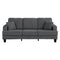 Dark Gray 3 Piece Set Comfy Sofa Couch 3-Seater & Loveseat Sofa with Storage Ottoman for Living Room with USB, Side Pockets, Pillows included-Parc Decor