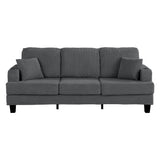 Dark Gray 3 Piece Set Comfy Sofa Couch 3-Seater & Loveseat Sofa with Storage Ottoman for Living Room with USB, Side Pockets, Pillows included-Parc Decor