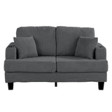 Dark Gray 3 Piece Set Comfy Sofa Couch 3-Seater & Loveseat Sofa with Storage Ottoman for Living Room with USB, Side Pockets, Pillows included-Parc Decor
