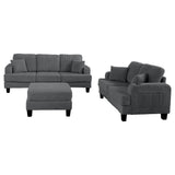 Dark Gray 3 Piece Set Comfy Sofa Couch 3-Seater & Loveseat Sofa with Storage Ottoman for Living Room with USB, Side Pockets, Pillows included-Parc Decor