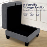 Dark Gray 3 Piece Set Comfy Sofa Couch 3-Seater & Loveseat Sofa with Storage Ottoman for Living Room with USB, Side Pockets, Pillows included-Parc Decor