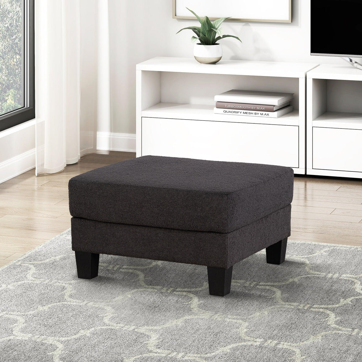 Dark Gray 3-Piece Sofa Set with Storage Ottoman & USB Charging-Parc Decor