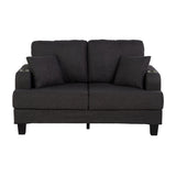 Dark Gray 3-Piece Sofa Set with Storage Ottoman & USB Charging-Parc Decor