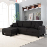 Dark Gray 3-Piece Sofa Set with Storage Ottoman & USB Charging-Parc Decor