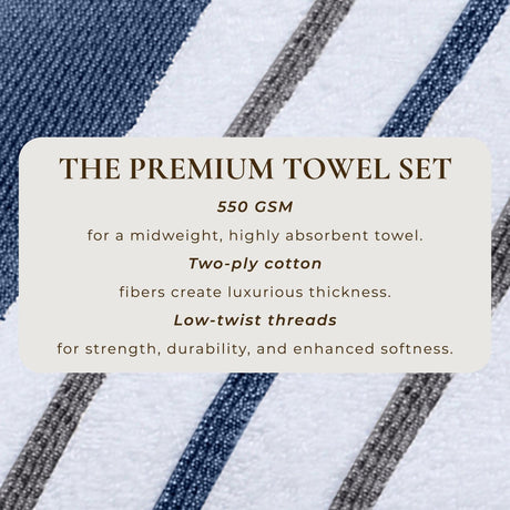 Decorative Cotton Stripe Bath Towel Set – Noelle Collection-Parc Decor