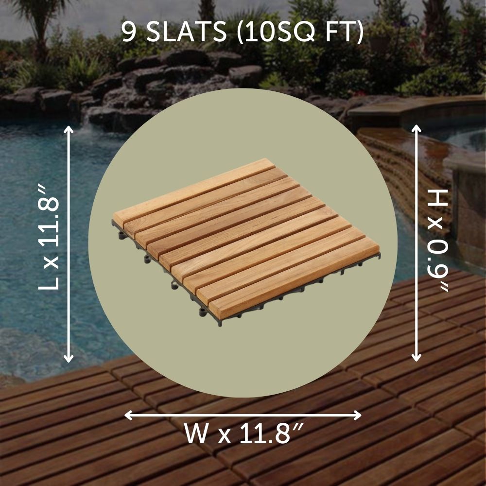 Denali Natural Teak Outdoor Interlocking Tiles-Parc Decor